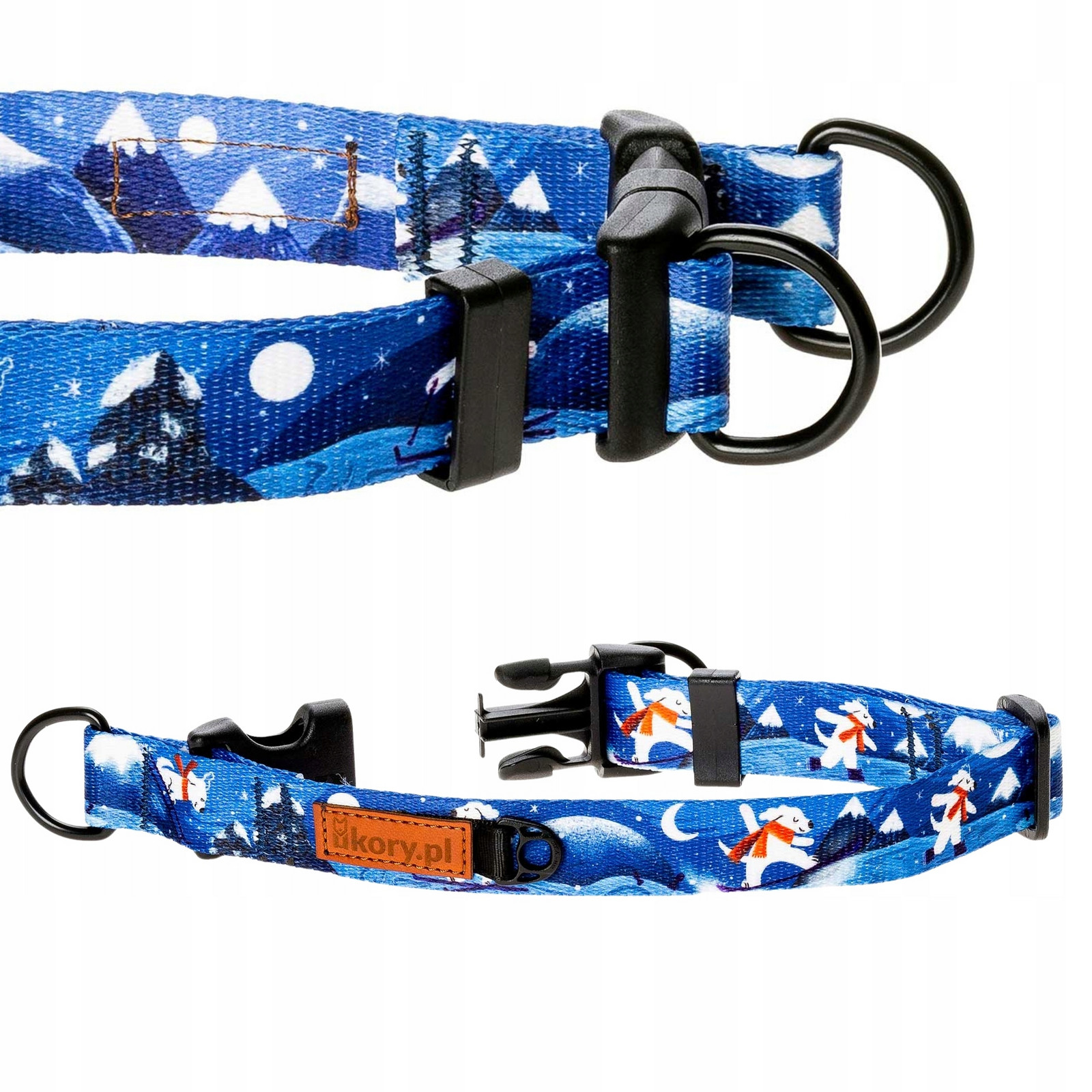 Pevný Obojek silný pro velkého silného psa XL 30 mm Ukory Blue vánoční