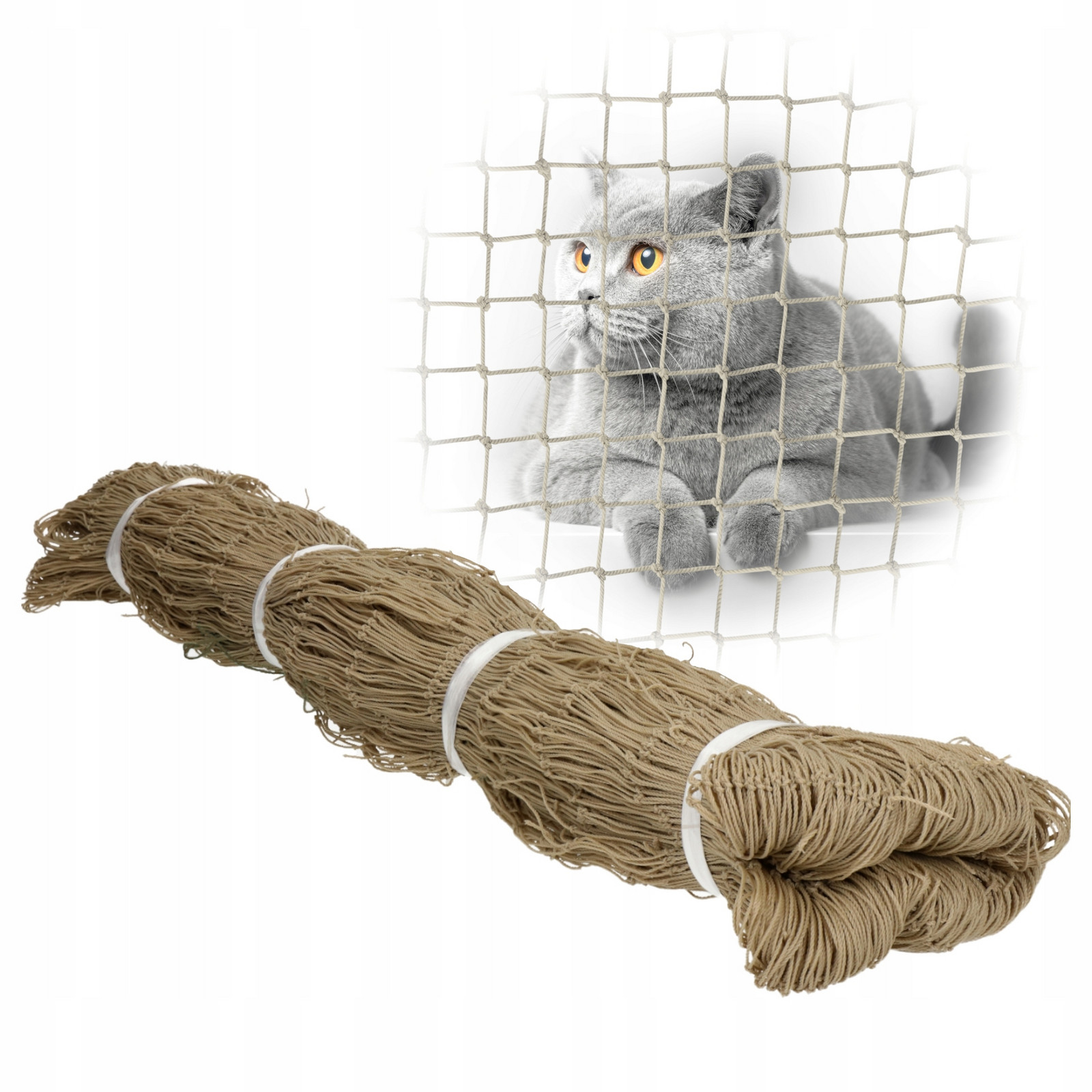 Síť Na Balkon 6x2m Pro Kočky Koček Vyztužená Drátkem 80g Očko 30x30mm