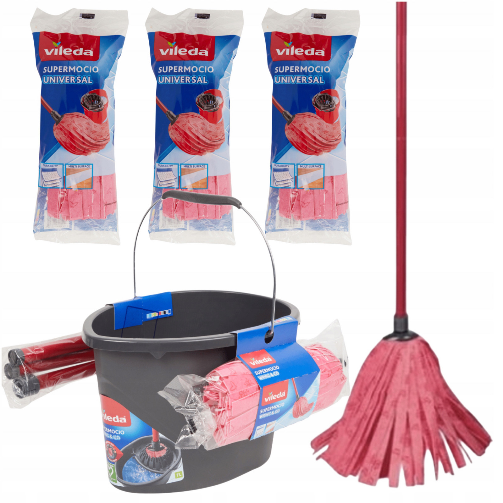 Sada Na Mytí Podlah Vileda Wring&go XXL Mop Kbelík 3 Vložky Do Mopu