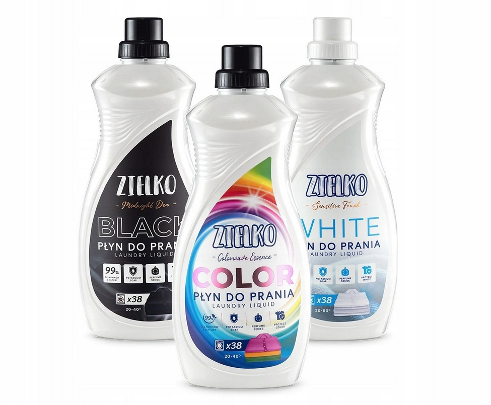 Zielko Tekutiny na praní barevných, černých a světlých tkanin 3 x 1520ml
