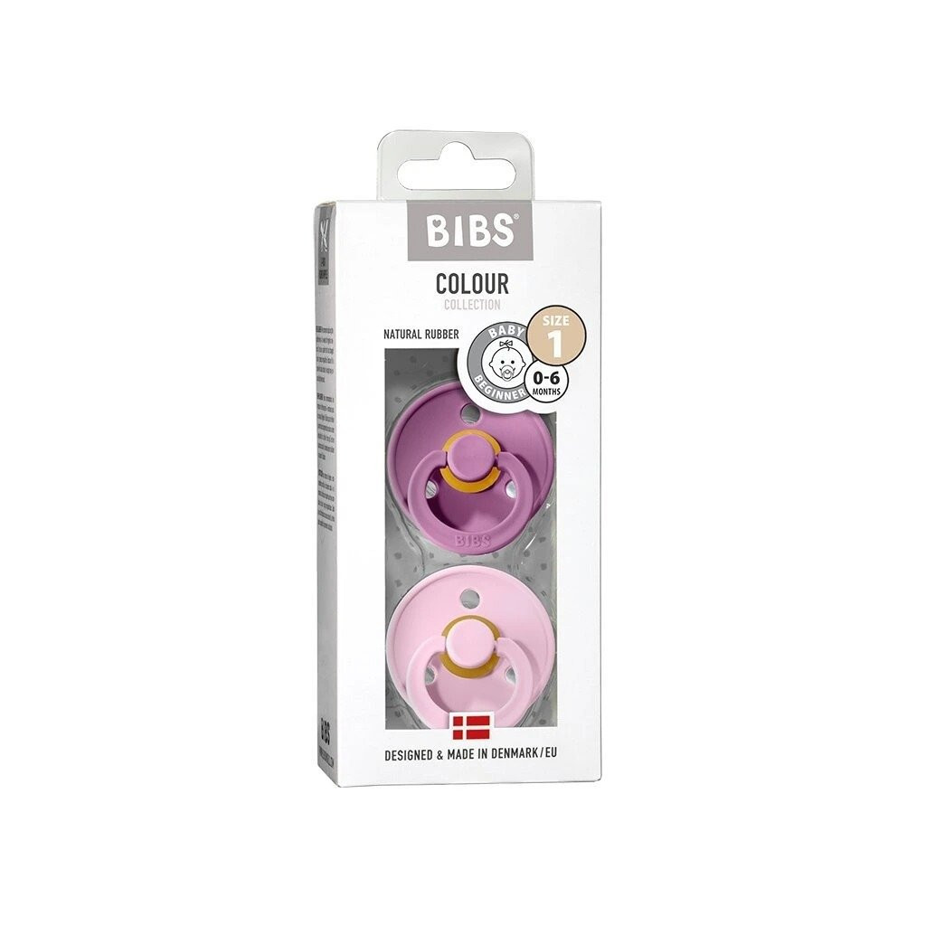 BIBS Colour Dudlíky z přírodního kaučuku - velikost 1, Levander/Baby Pink 2 ks