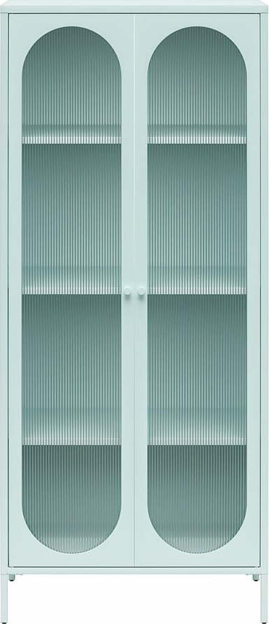 Světle modrá kovová vitrína 80x186x40 cm Luna – Støraa