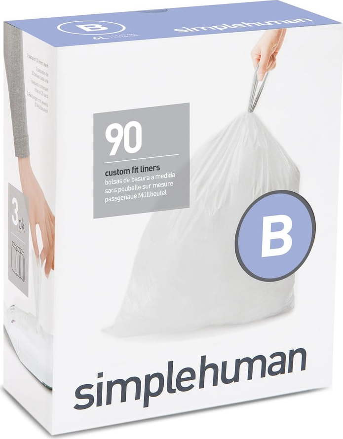 Stahovací pytle na odpadky v sadě 90 ks 6 l B – simplehuman