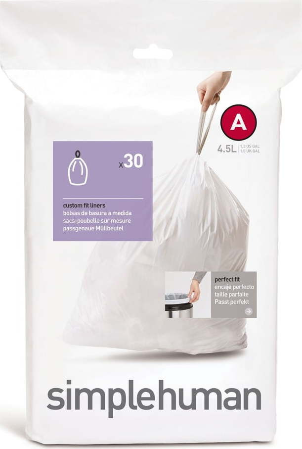 Stahovací pytle na odpadky v sadě 30 ks 4,5 l A – simplehuman