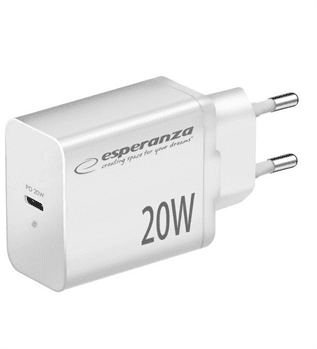 Nabíječka Esperanza  EZC104W 20W USB-C PD, bílá
