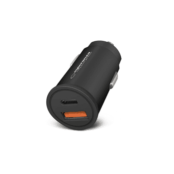 Autoadaptér nabíjecí Esperanza  EZC111K 20W USB-C PD 20W / USB-A QC 3.0 18W