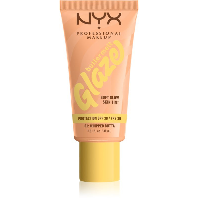 NYX Professional Makeup Buttermelt Glaze rozjasňující tónovací fluid SPF 30 odstín 01 Whipped Butta 30 ml