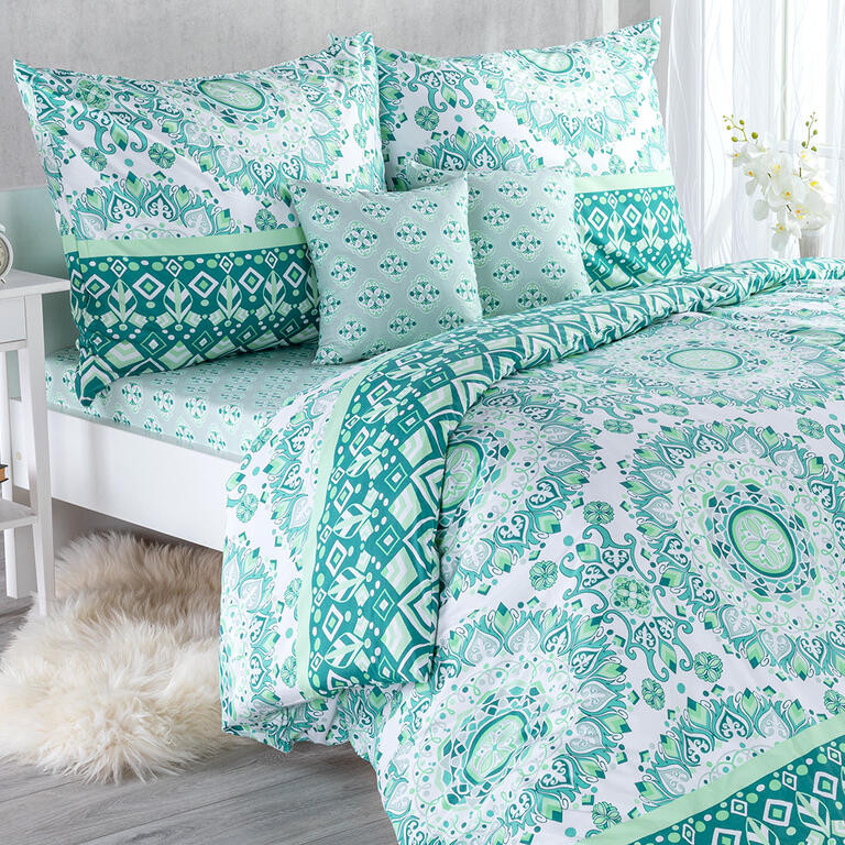 Ložní rodinná souprava z mikrovlákna HILDY s prostěradly a povlaky na polštářky sada 4 dílů na jednolůžko