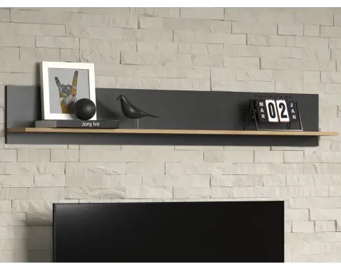 Nástěnná police Esteban 167 cm, antracit/dub evoke