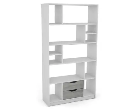 Vysoký regál/knihovna Sten, bílý/šedý beton