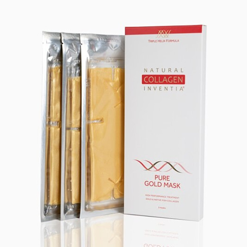 INVENTIA Živý přírodní kolagen Nano Gold Facial Mask 3 kusů