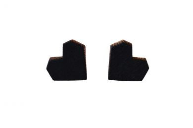 Dřevěné náušnice Srdce černé