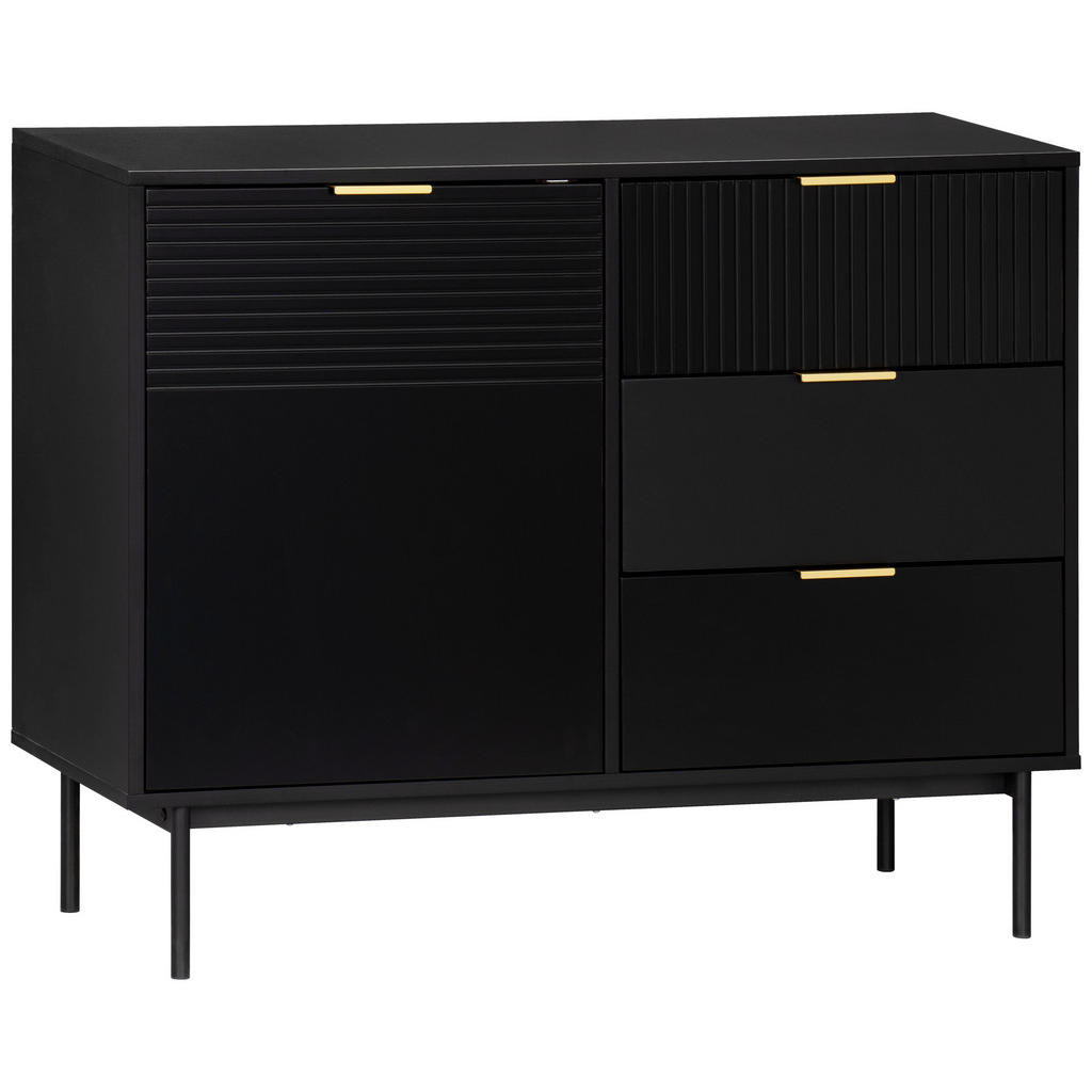 Livetastic ŠIROKÁ KOMODA, černá, barvy zlata, 100/80/40 cm
