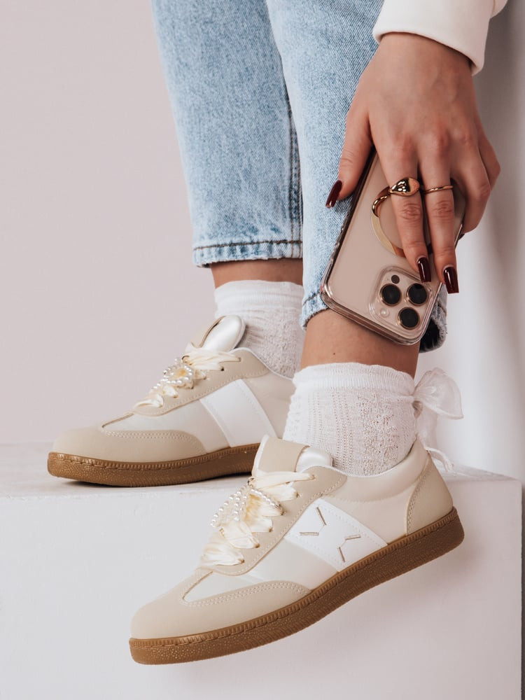 Sportowe sneakersy damskie PEARLSTEP beżowy Dstreet