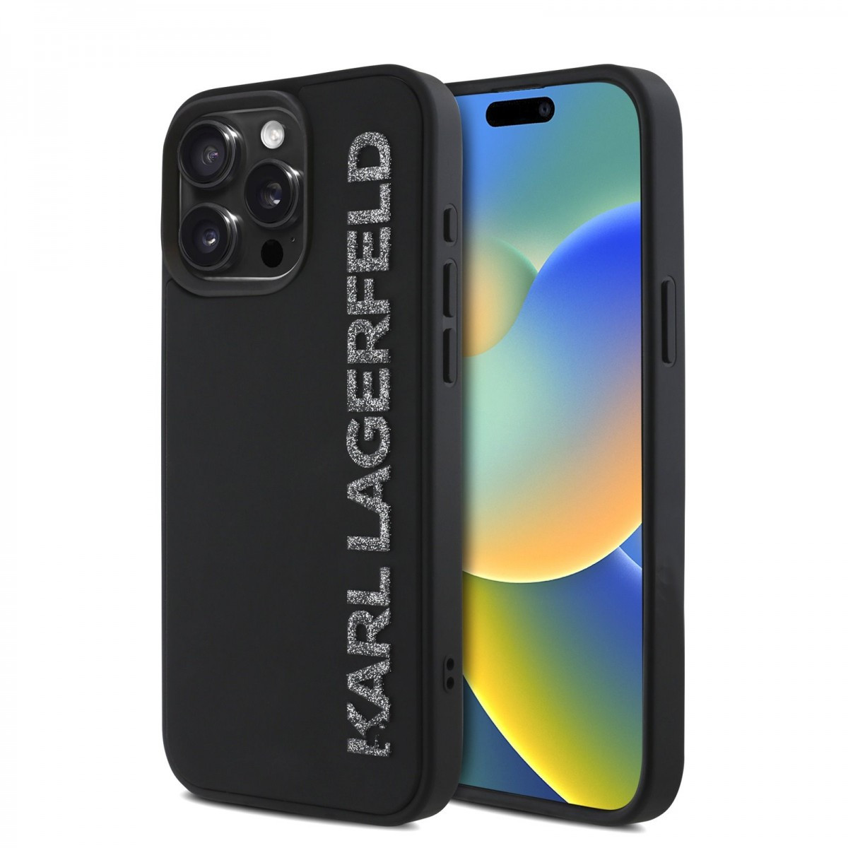 Zadní kryt Karl Lagerfeld 3D Rubber Glitter Logo pro iPhone 15 Pro Max Black