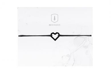 Dřevěný provázkový náramek Srdce - Black Line