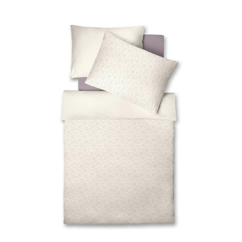 Fleuresse POVLEČENÍ, vzhled lnu, bílá, světle fialová, 140/200 cm