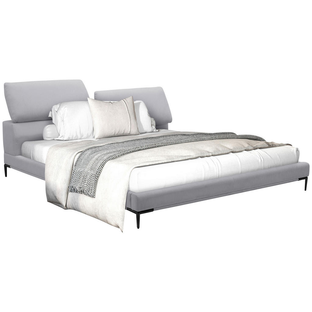 Livetastic ČALOUNĚNÁ POSTEL, 180/200 cm, dřevo, kov, textil, šedá