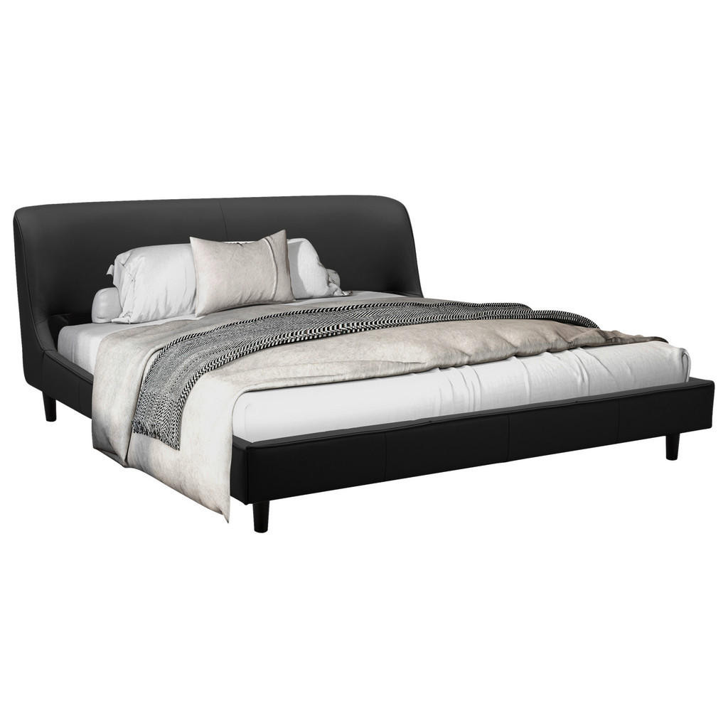 Livetastic ČALOUNĚNÁ POSTEL, 180/200 cm, dřevo, kov, kůže, černá