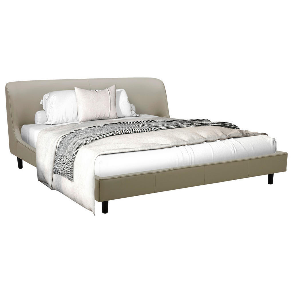 Livetastic ČALOUNĚNÁ POSTEL, 180/200 cm, dřevo, kov, kůže, béžová