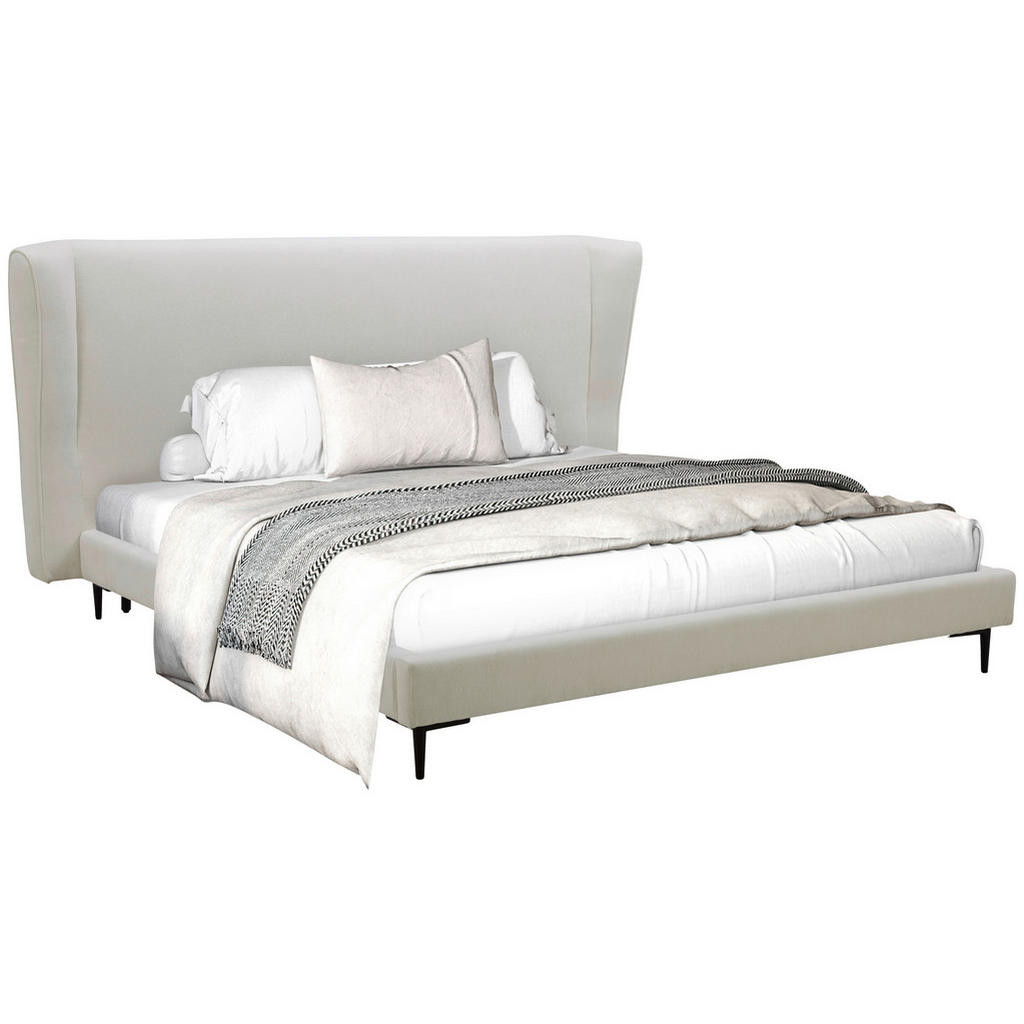 Livetastic ČALOUNĚNÁ POSTEL, 180/200 cm, dřevo, kov, textil, bílá