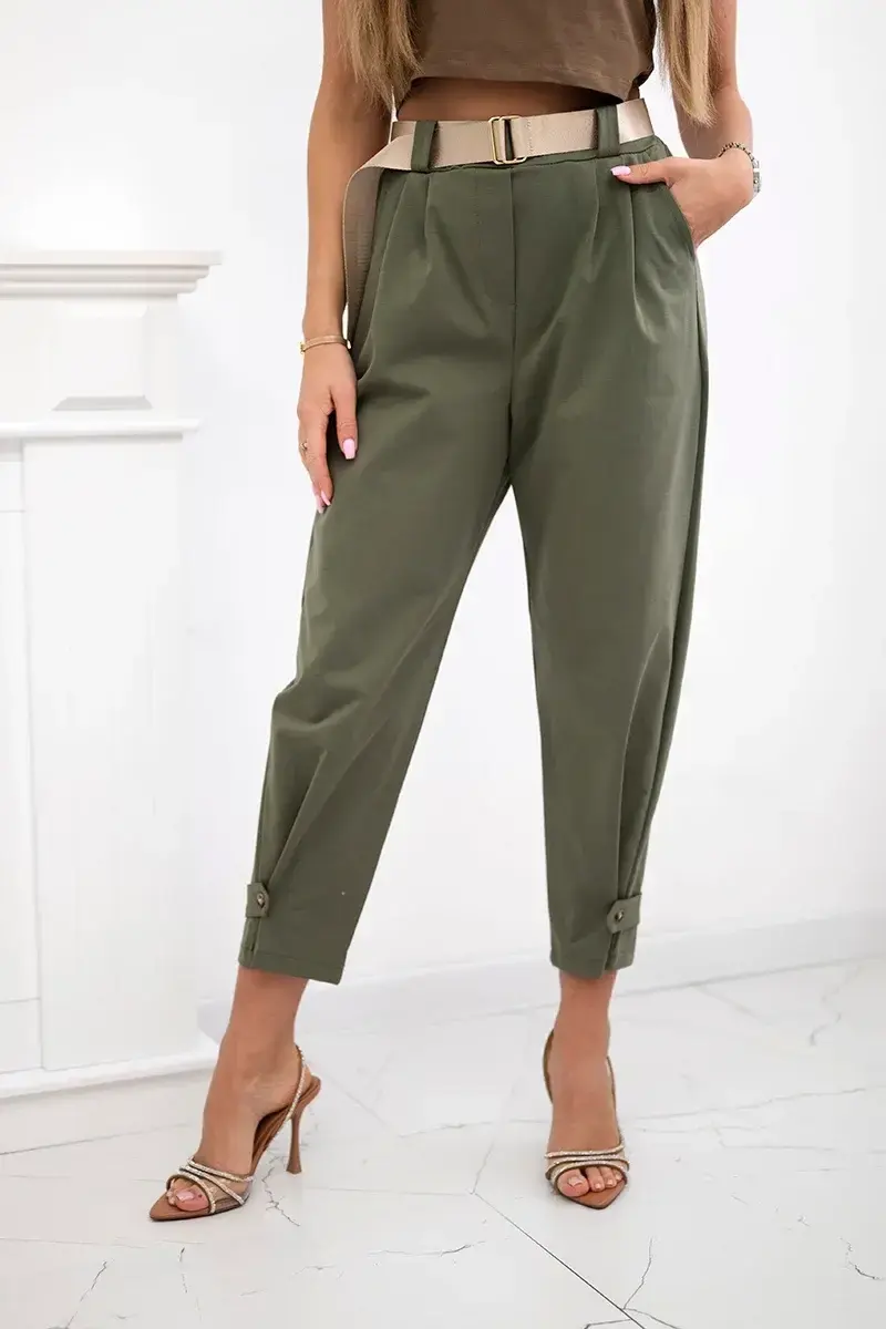 Kesi Włoski Kalhoty Summer Punto se zapínáním na nohavice khaki