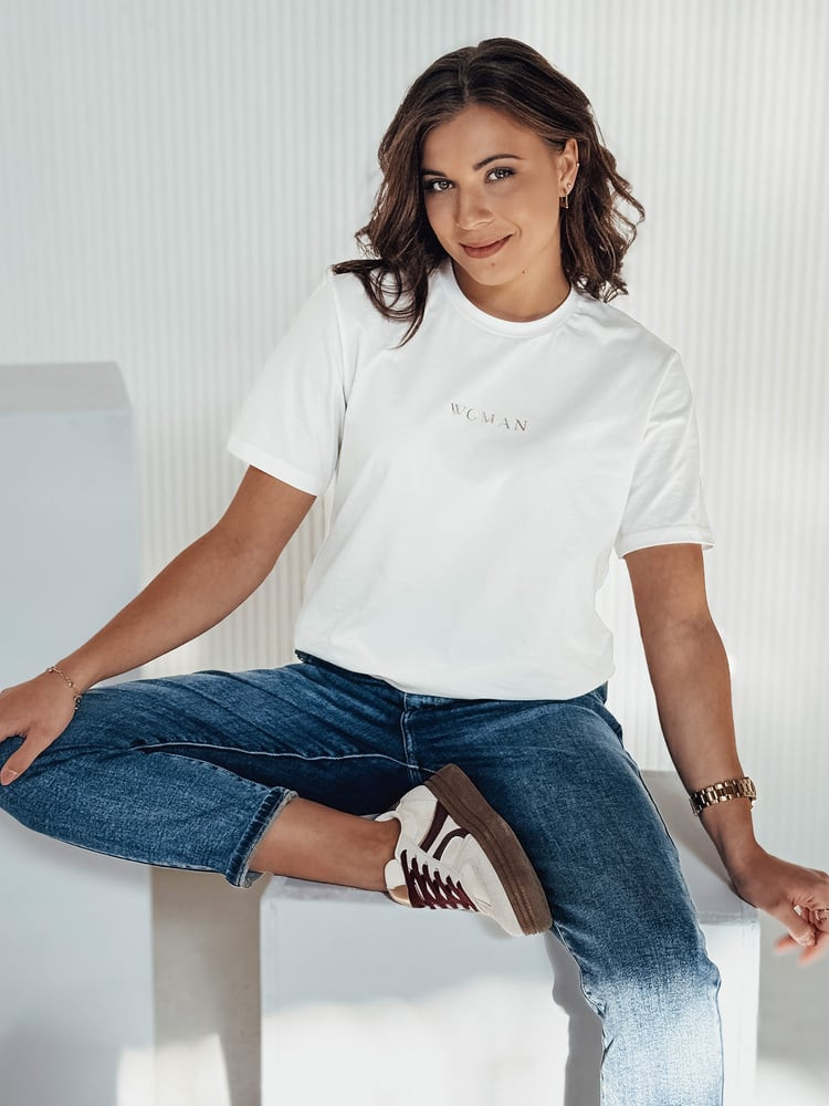 T-shirt damski WOMAN ecru Dstreet