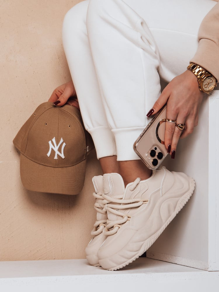 Sneakersy damskie na platformie LALANDRA beżowe Dstreet