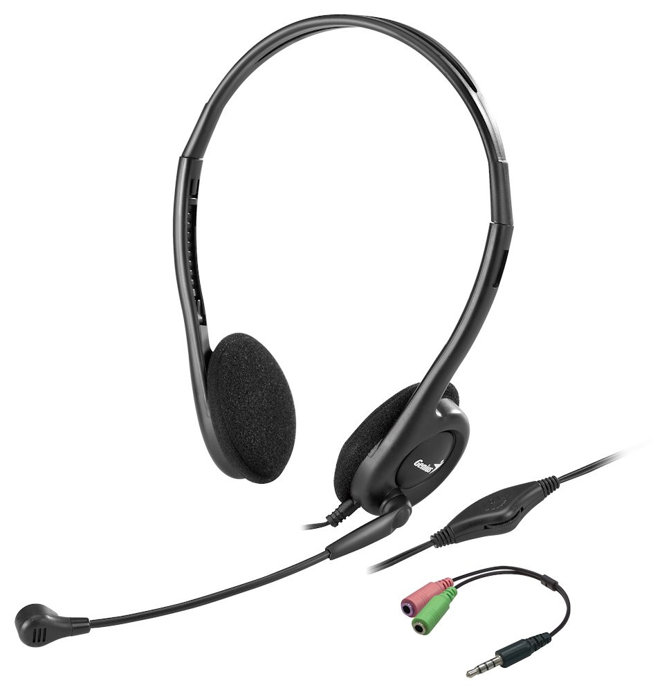 GENIUS headset HS-200C, 2x 3,5 jack, redukce na single jack