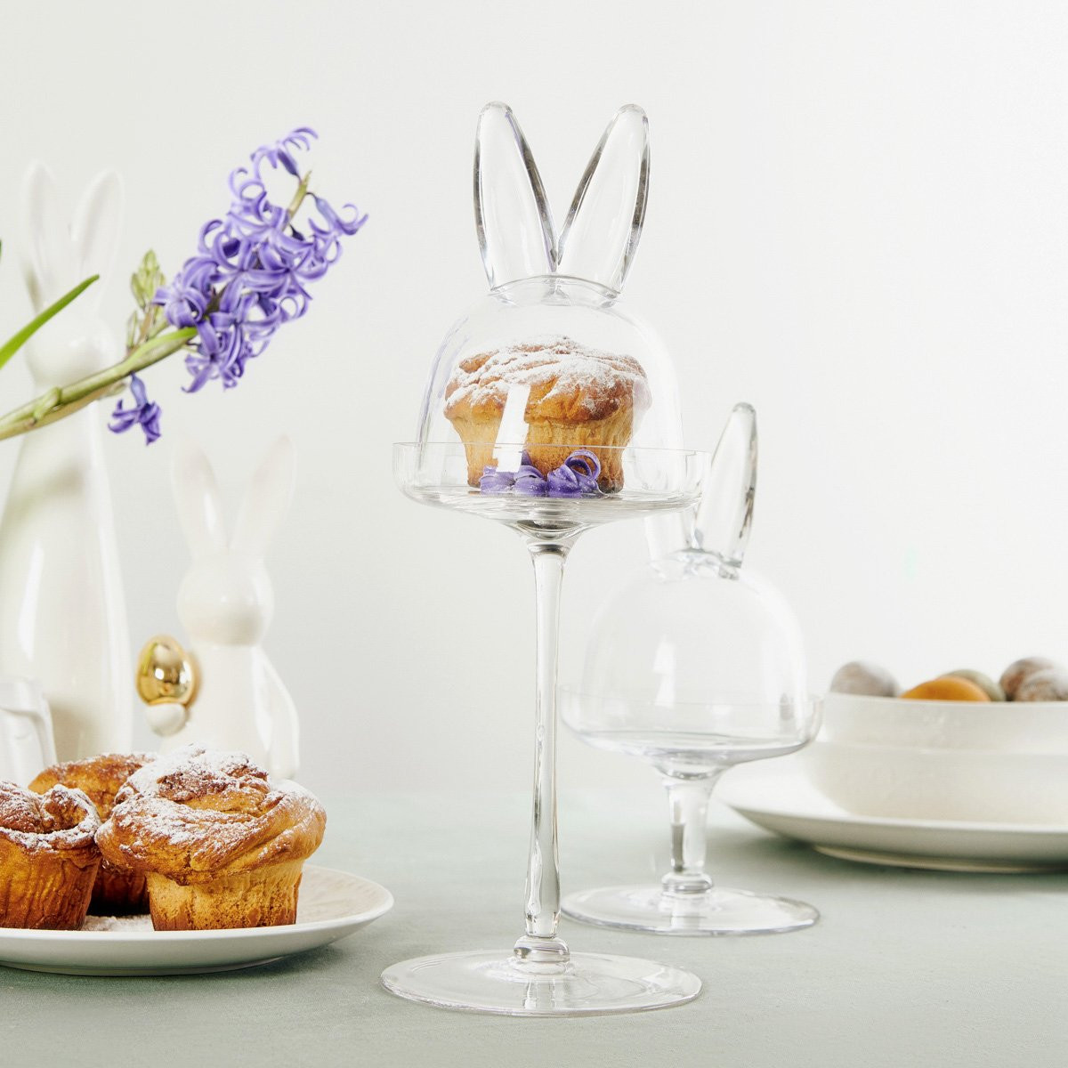 Velikonoční talíř s ozdobným víkem | PRATA | sklo s víkem králík | 12x33cm | 845098
