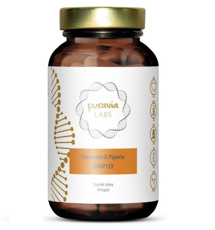 Puravia LABS Kurkumin a piperin komplex, 90 kapslí - PuraviaLabs
