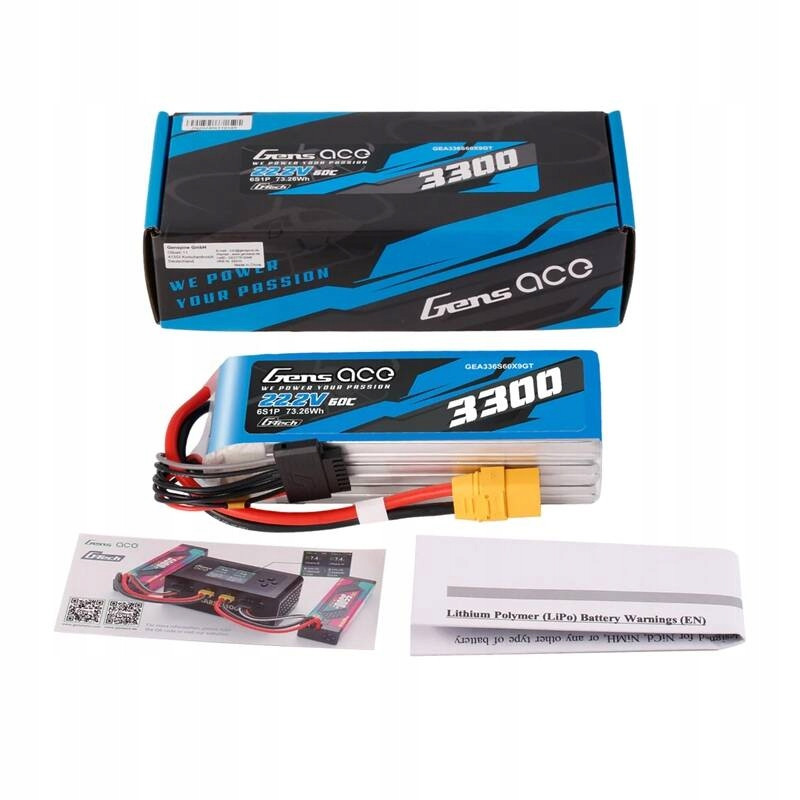 Gens Ace G-Tech Baterie Akumulátor Lipo Li-Poly 3300mAh 22.2V 60C 6S1P XT90