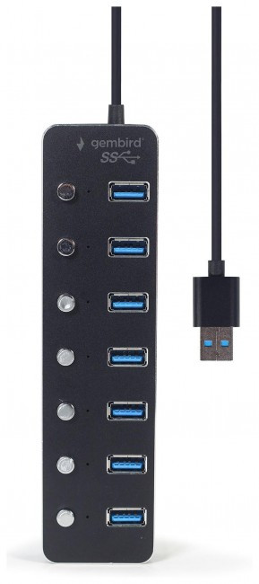 Usb Hub 7 portů Usb 3.1 Gembird aktivní se spínači napájecí adaptér