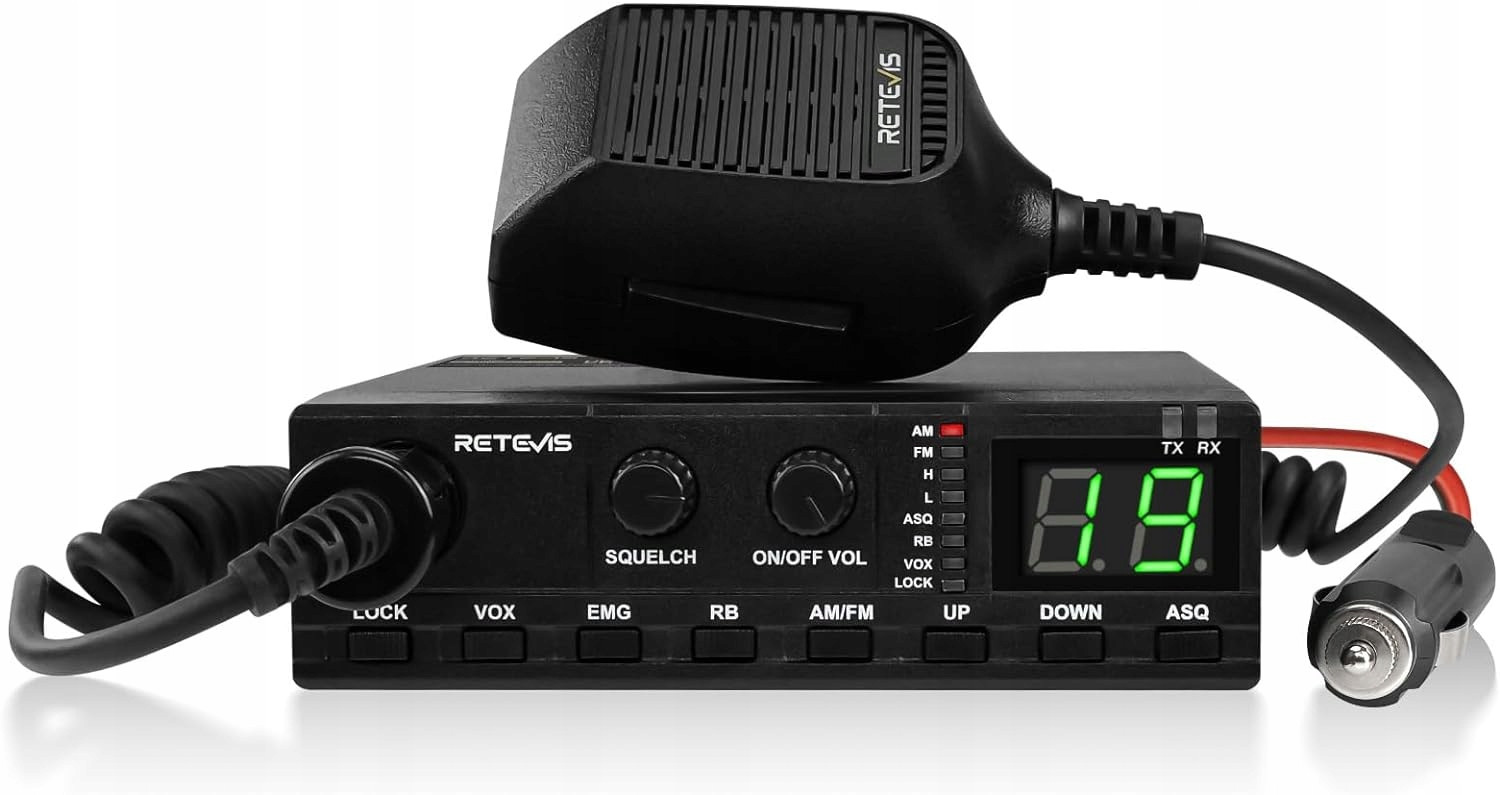 Retevis MB62 Cb Radio, Am/fm, Vox, silný signál, Asq/sq, Nouzový kanál