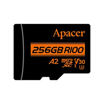 Apacer paměťová karta V30 A2, 256GB, micro SDXC, AP256GMCSX10U8-R, UHS-I U3 (Class 10), s adaptérem