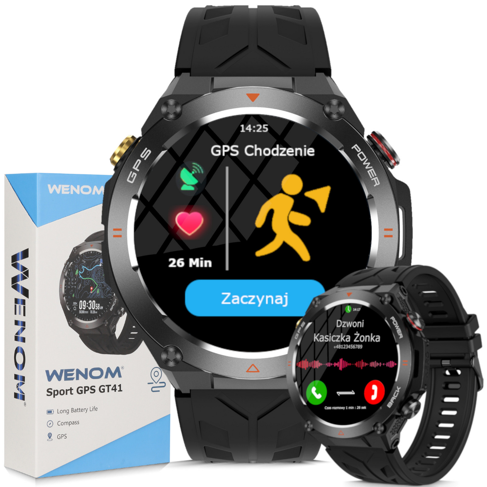 Chytré Hodinky Pánské hodinky Černé Smart watch GT-41 Funkce Gps Zdraví Sport