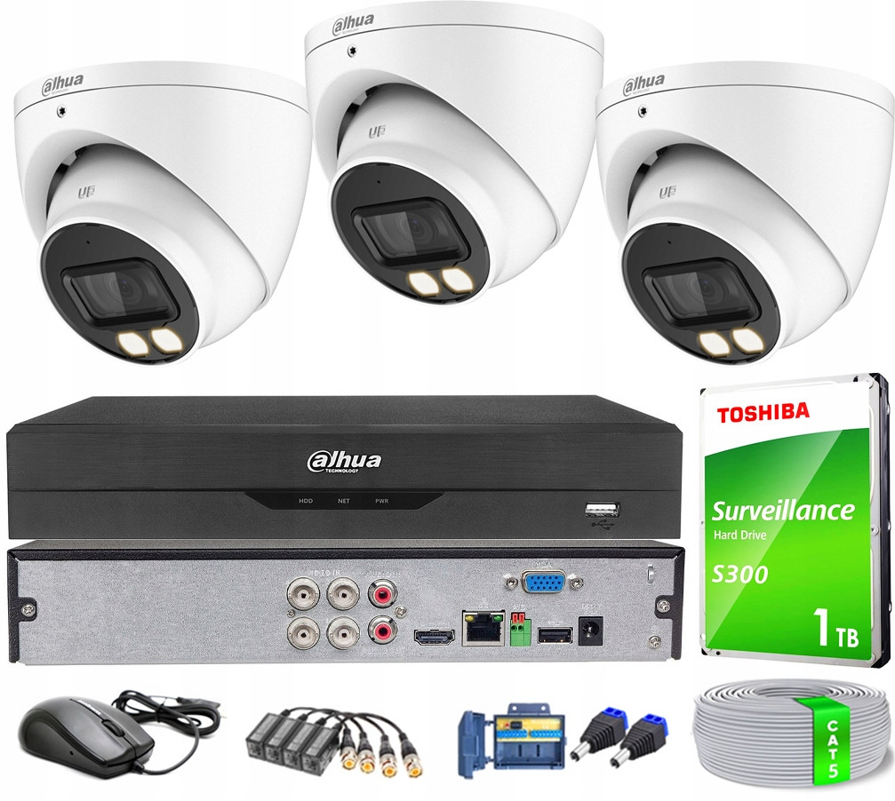 Monitorovací sada 3 Kamery HDW1500T-IL-A 5Mpx Ahd CVI Tvi IR40 Dual