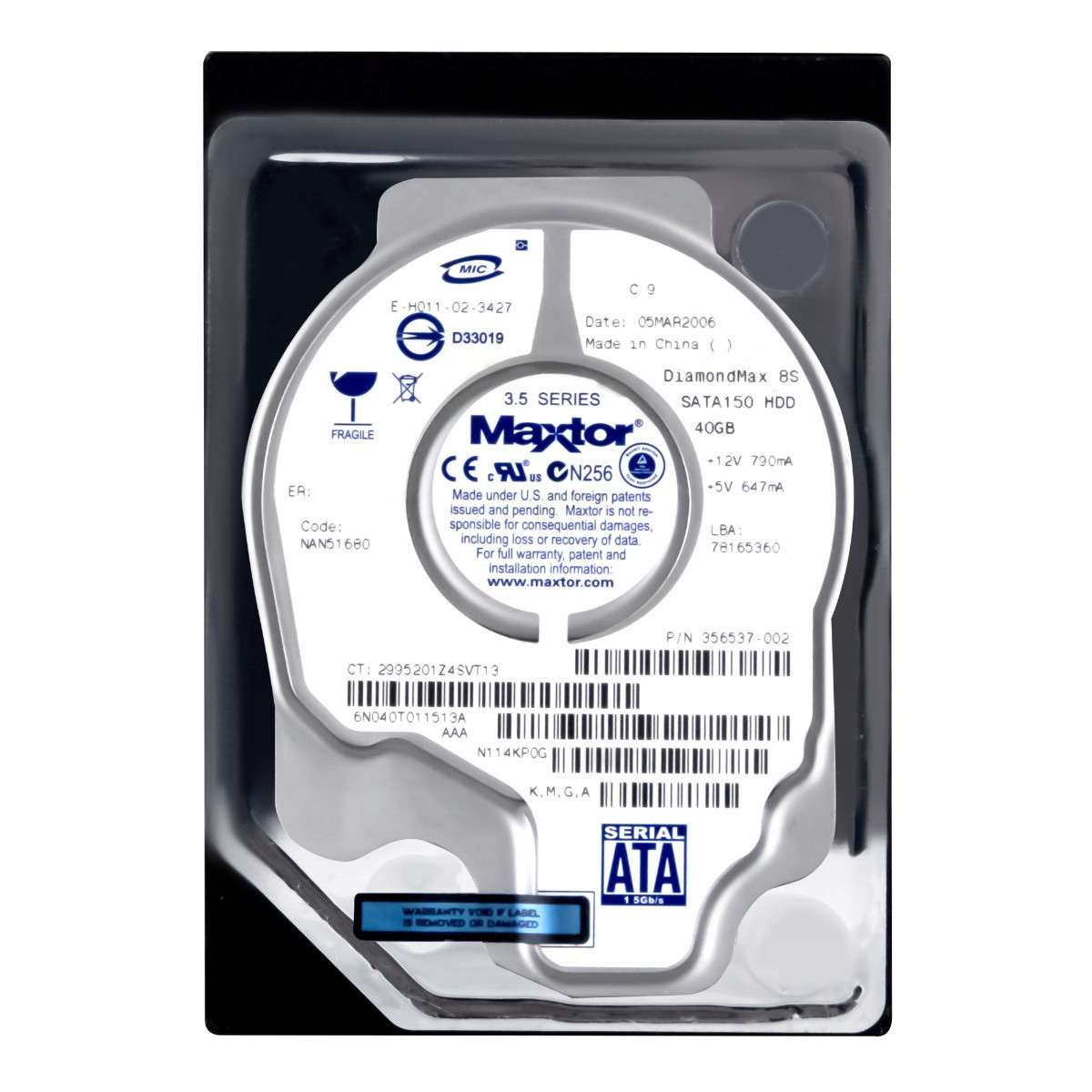 Maxtor DiamondMax 8S 40GB 7.2K 2MB Sata 3.5'' 6N040T0