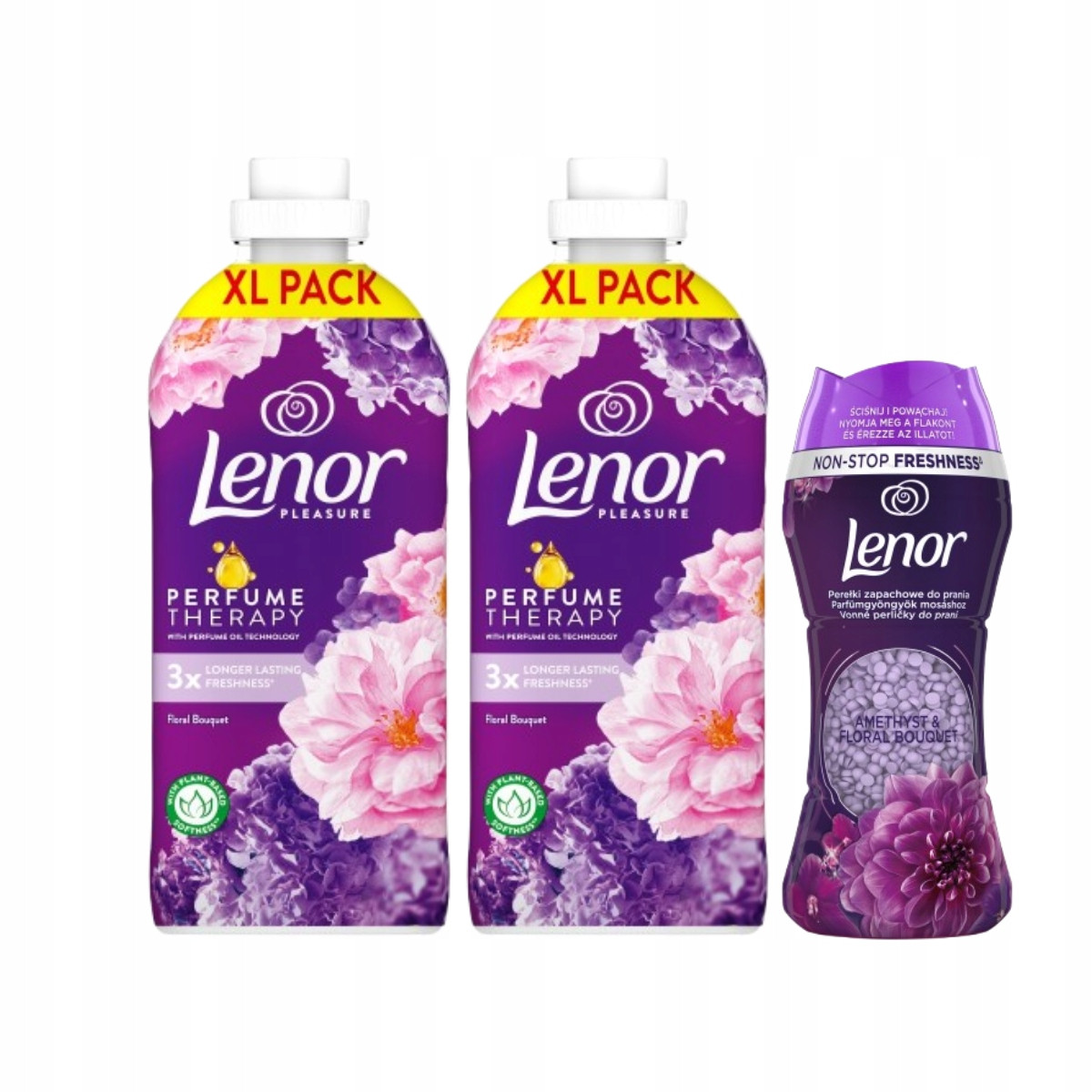 Sada Lenor Floral Bouquet Amethyst tekutá aviváž 2x1,2L perličky 210g