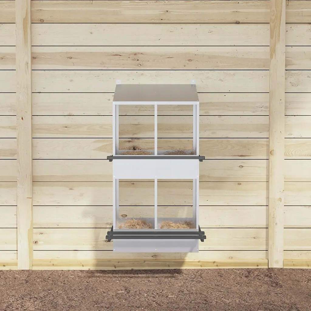 vidaXL Hnízdo pro slepice se 4 přihrádkami, kov ve stříbrné barvě