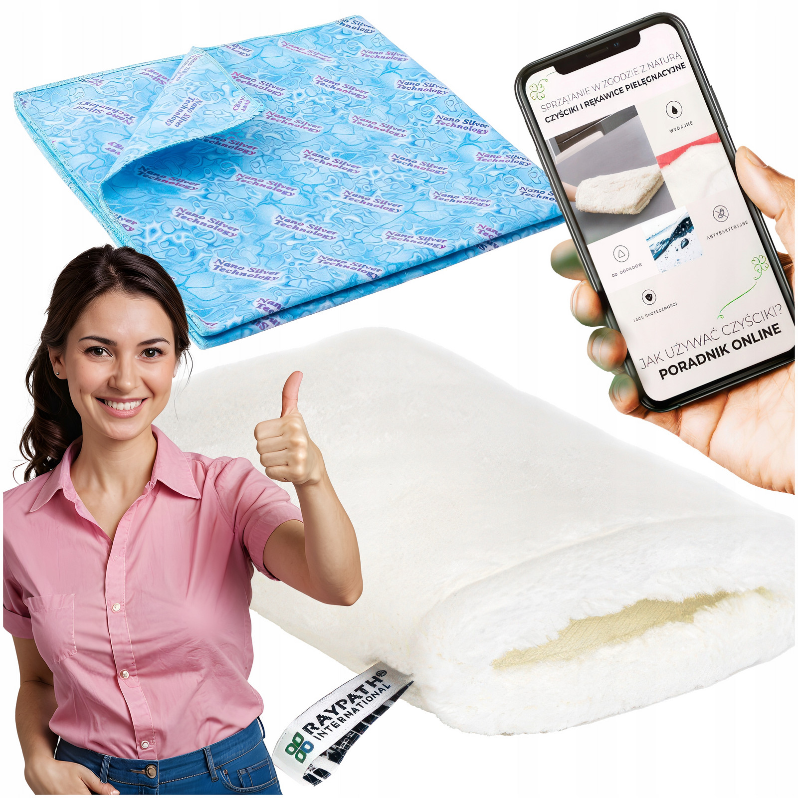 Raypath Set Rukavice Bílá a Čistič Sunbeam Mořský S Nanostříbrem