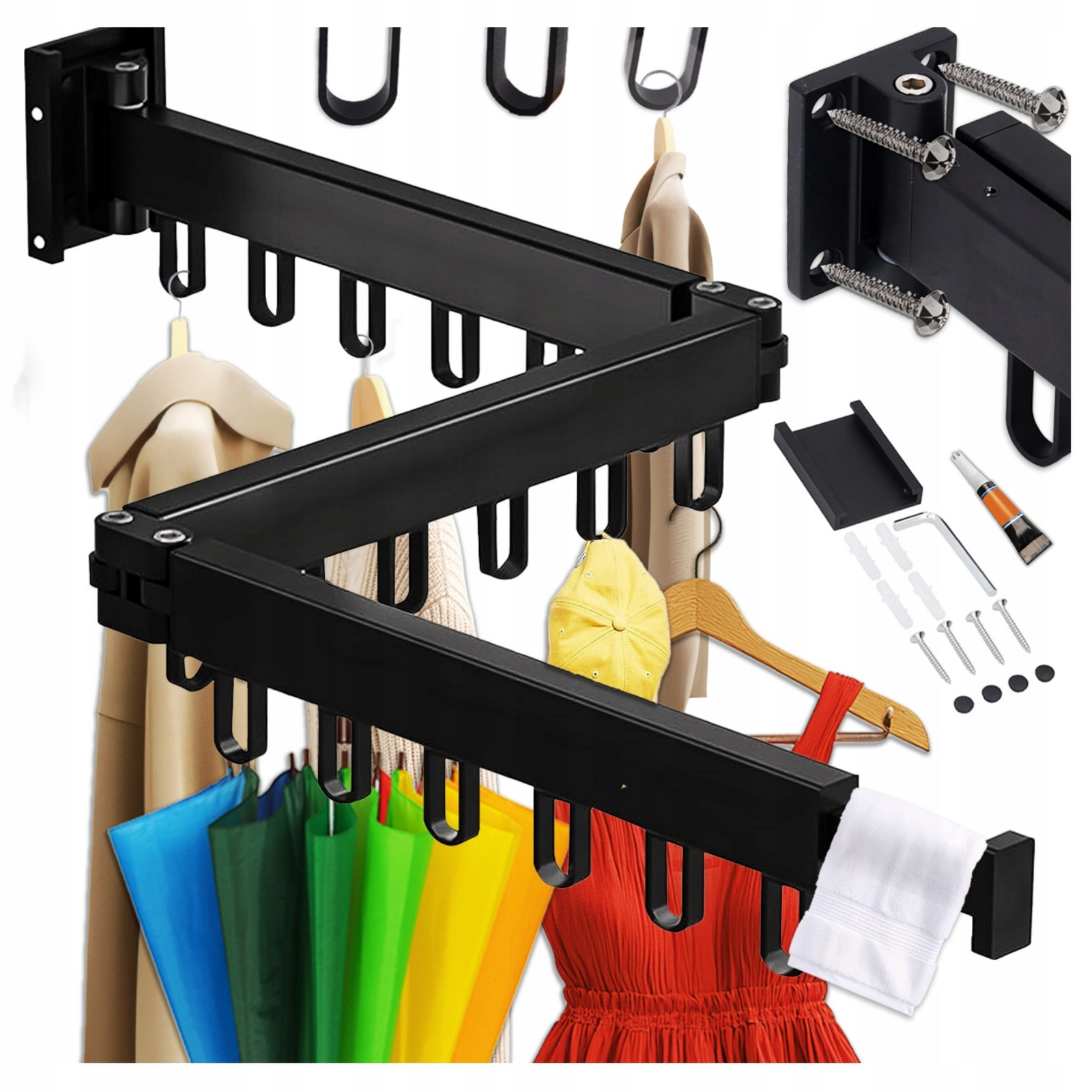 Sušák Na Prádlo Věšák Oblečení Skládací Pro Praní Na Zeď Roztahovací