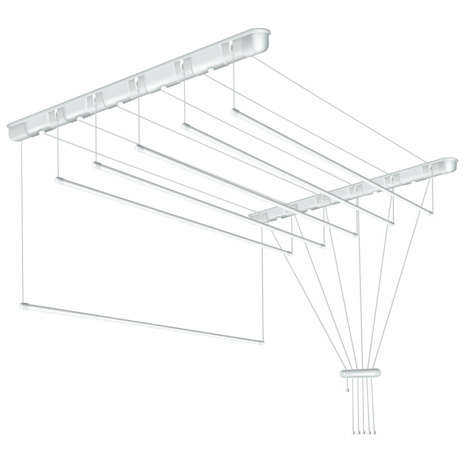 Kompaktní bílá Sušák Stropní 6 tyčí 90 cm Odolná pevná Silná