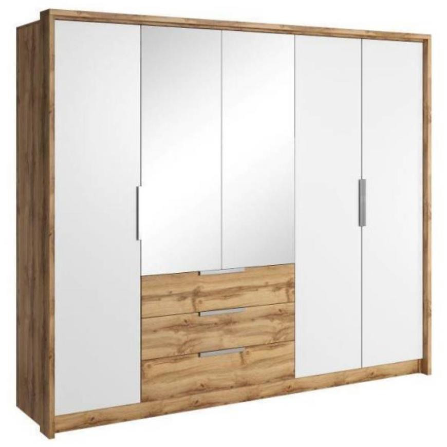 Skříň Tony 255 dub wotan bílá zrcadlo