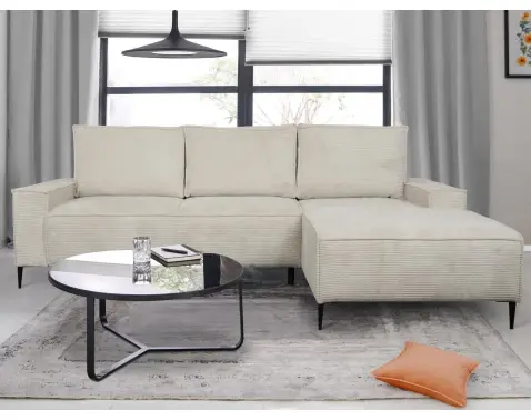Rohová sedačka Aarnus,krémová strukturovaná látka, pravý roh