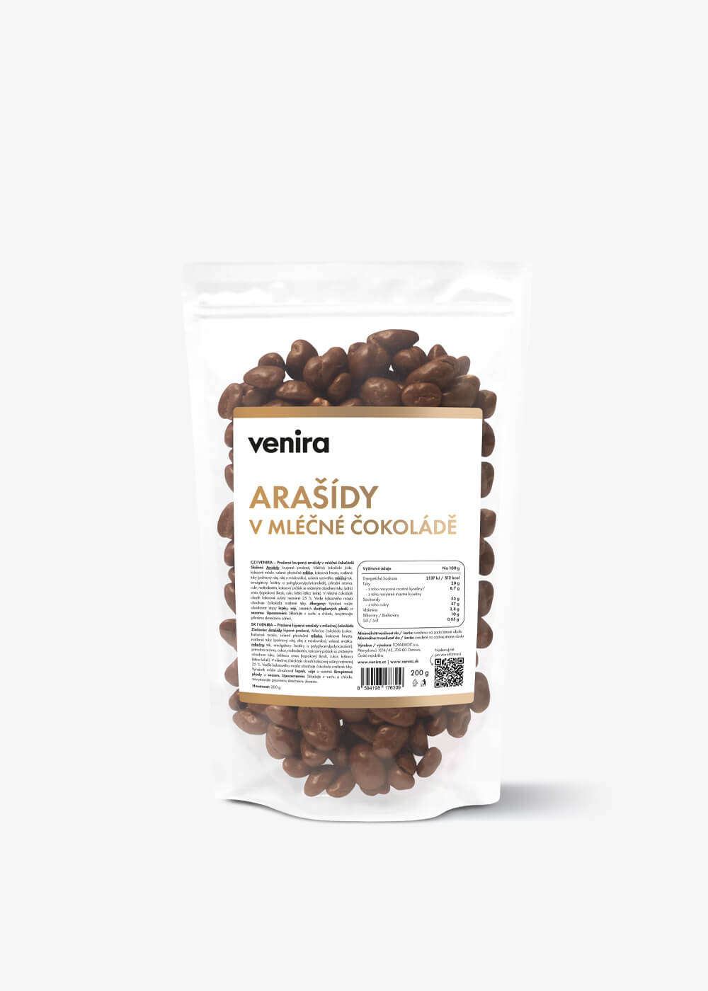 VENIRA arašídy v mléčné čokoládě, 200 g