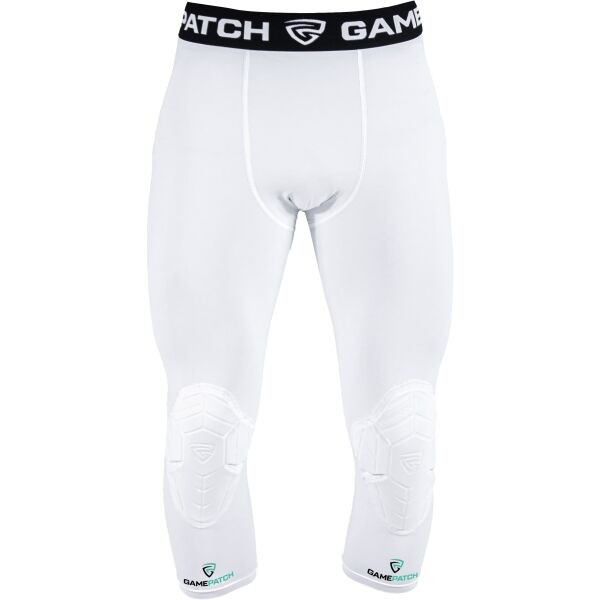 GAMEPATCH TIGHTS 3/4 WITH KNEE PADDING Kompresní unisex legíny, bílá, velikost
