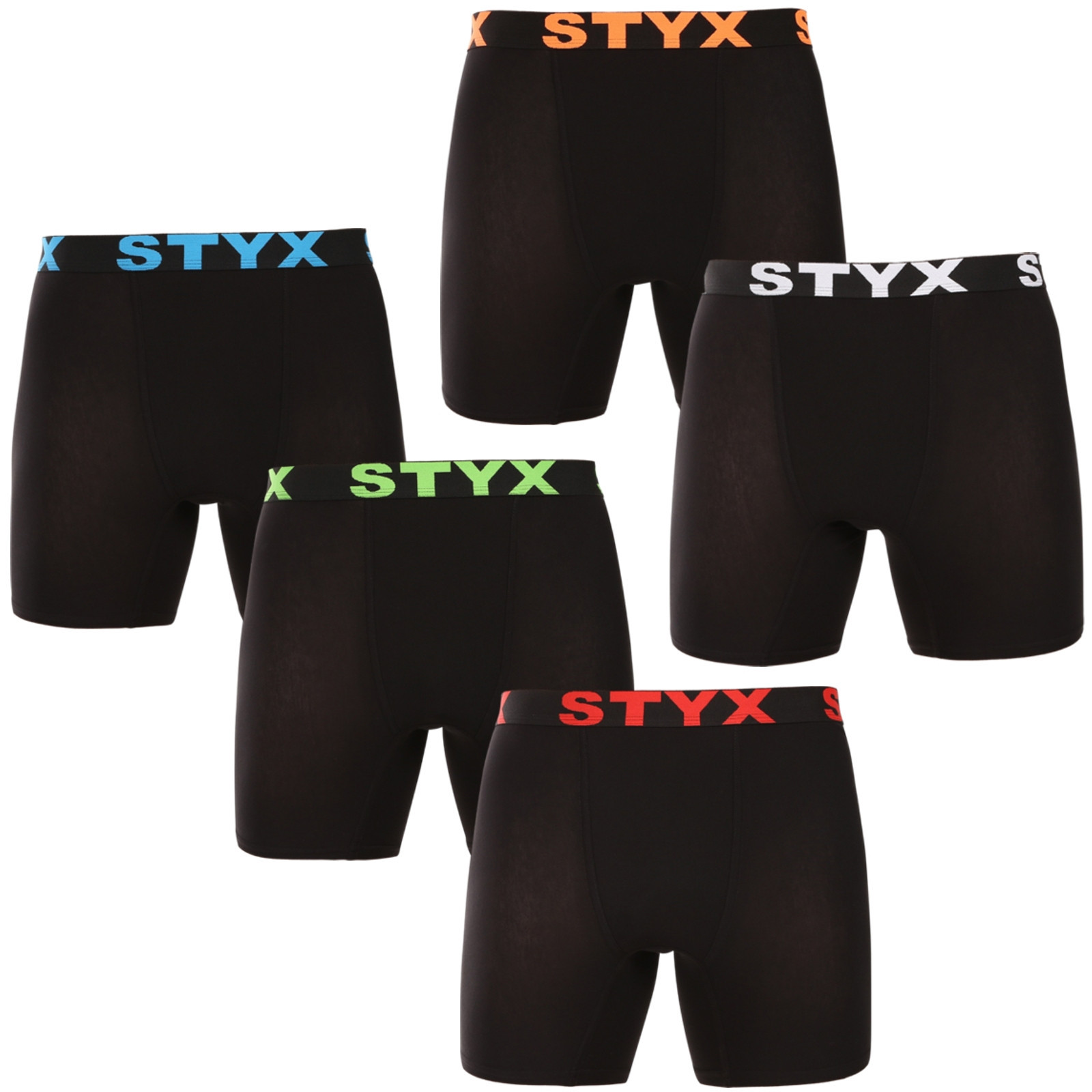 5PACK pánské boxerky Styx long sportovní guma černé (5UN9602) XL, trenky / trenýrky