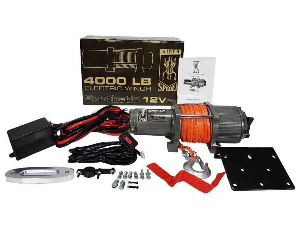 SPIDER WINCH Elektrický lanový naviják 12V 1814Kg 4000lbs syntetické lano
