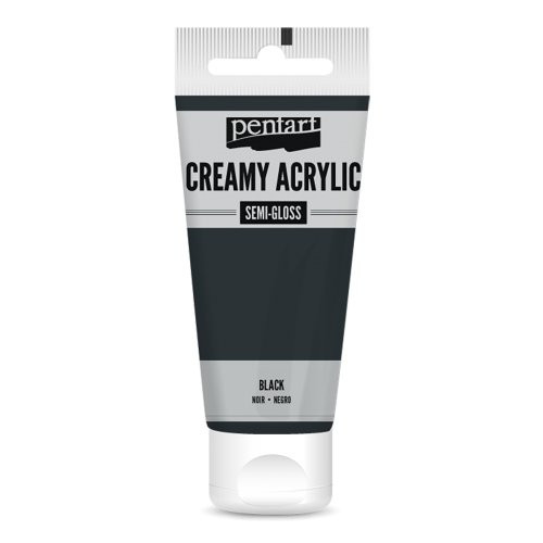 Krémová akrylová barva pololesklá 60 ml ČERNÁ